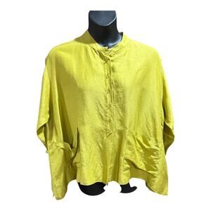 Sophie Finzi New York Boxy Green Blouse Lagenlook Top Quarter Sleeve Size 1X